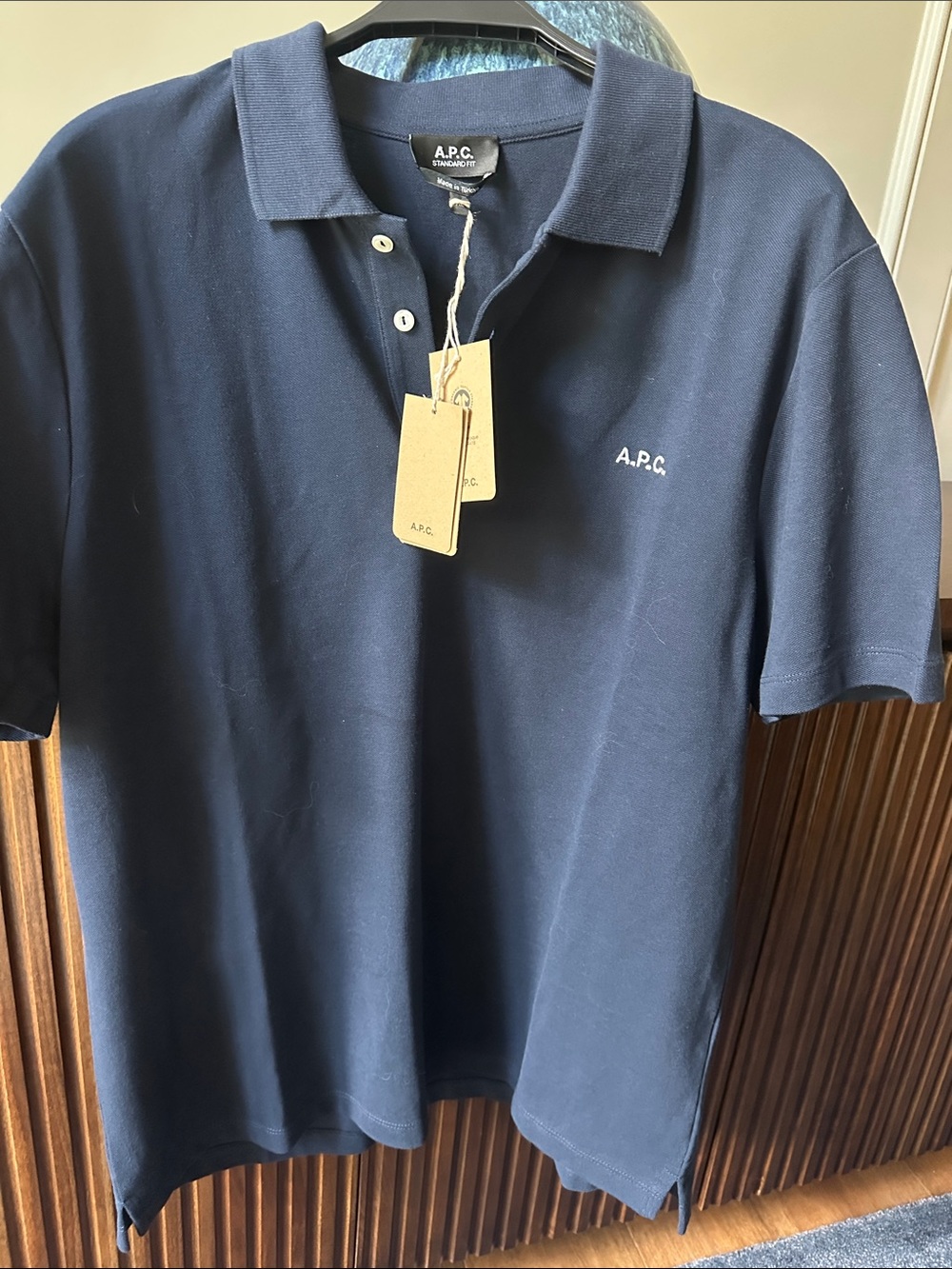 A.P.C. Navy Cotton Pique Polo with Subtle Logo